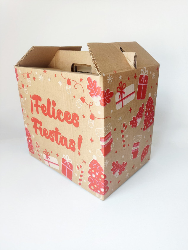 CAJA REGALERO CON MOTIVO NAVIDEÑO - 34X25X31 cm